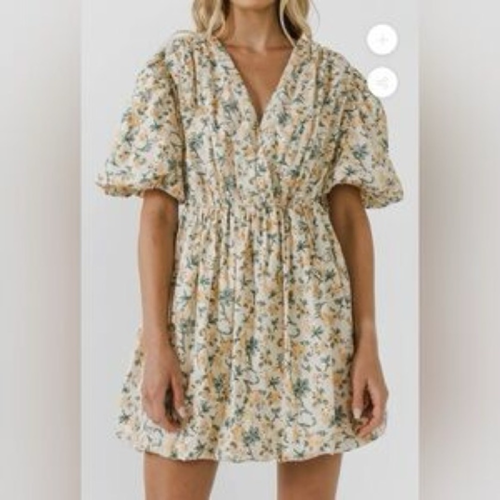 FREE THE ROSES FLORAL EMBROIDERED BUBBLE MINI DRESS